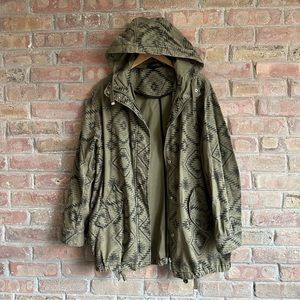Topshop cotton southwest print hooded jacket
